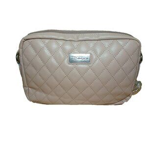 Bella Russo Gray Taupe Quilted Faux Leather Crossbody Bag with Chain Strap NWOT